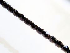 Picture of 3x3 mm, Czech faceted round beads, black, opaque, shimmering