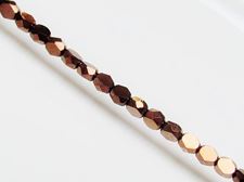 Image de 6x6 mm, perles tchèques coupées-de-deux manières, noires, opaques, lustrées bronze rouille