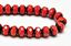 Picture of 6x8 mm, Czech faceted rondelle beads, crayola red, opaque, travertine