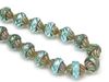 Picture of 11x10 mm, turbine, Czech beads, topaz brown, turquoise blue encircled
