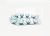 Image de 6x8 mm, CoCo,  perles de verre pressé tchèque, blanc albâtre, translucide, lustré bleu Columbia
