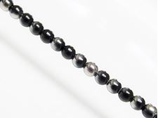 Picture of 4x4 mm, round, Czech druk beads, black, opaque, partially chrome plated