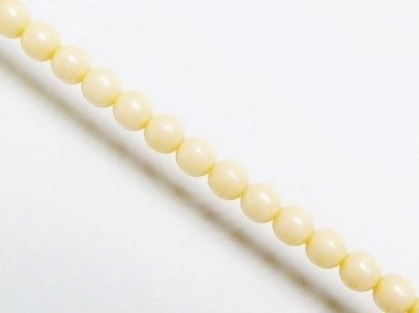 Afbeeldingen van 6x6 mm, rond, Tsjechische geperste glaskralen, krijtwit, ondoorzichtig, boterroom witte glans