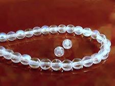 Picture of 6x6 mm, round, Czech druk beads, crystal, transparent, AB