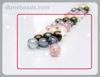 Picture of 6x6 mm, round, Czech druk beads, black, opaque, bleu brown iris, matte