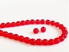 Picture of 6x6 mm, round, Czech druk beads, ruby red, transparent, crackled