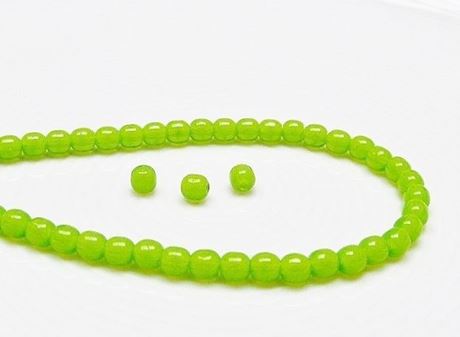 Picture of 4x4 mm, round, Czech druk beads, peridot opal green, translucent