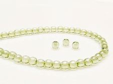 Picture of 4x4 mm, round, Czech druk beads, transparent, celadon green luster