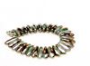 Image de 3x11 mm, perles de verre pressé tchèque, daggers mini, vert sarcelle, opaque, finition pointillée d'or rose