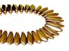 Image de 5x16 mm, perles de verre pressé tchèque, daggers, noirs, opaques, lustre doré