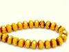 Picture of 6x8 mm, Czech faceted rondelle beads, warm opal yellow, translucent, travertine