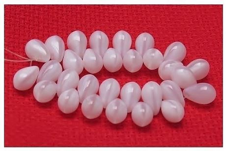Picture of 6x9 mm, Czech druk beads, drops, opal pink, translucent