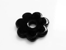 Picture of 3.4x3.4 cm, pendant, Greek ceramic daisy, jet black enamel