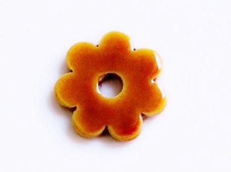 Picture of 3.4x3.4 cm, pendant, Greek ceramic daisy, honey yellow enamel