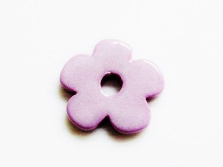 Picture of 2.5x2.5 cm, pendant, Greek ceramic daisy, pastel purple enamel