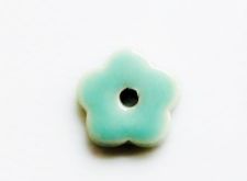 Picture of 1.9x1.9 cm, pendant, Greek ceramic daisy, turquoise pearl green enamel