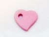 Picture of 2.7x2.5 cm, Greek ceramic pendant, heart-shaped, rosewater pink or innocent pink, matte