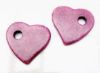 Afbeeldingen van 2,7x2,5 cm, Grieks keramisch hangertje, hartvormig, paars roze, mat