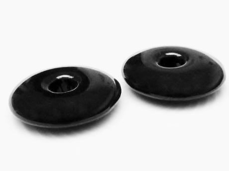 Image de 2.6x2.6 cm, pendentif focal, donut en céramique grecque, émail noir de jais