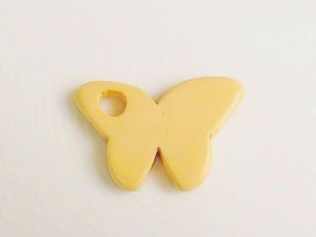 Picture of 3,5x2,35 cm, Greek ceramic butterfly pendant, gold beige, matte