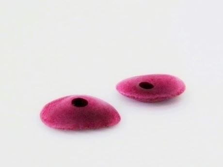 Image de 16x13 mm, perles disques cornflakes en céramique grecque, rouge bordeaux, mat, 12 pièces