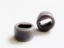 Picture of 18x18x10 mm, Greek ceramic slider beads, dusty grey enamel