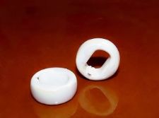 Picture of 18x18x7 mm, Greek ceramic slider beads, opal white enamel