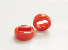 Picture of 18x18x7 mm, Greek ceramic slider beads, orange enamel