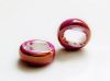 Picture of 18x18x7mm, Greek ceramic slider beads, pink burst enamel, oil in water effect