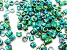 Picture of 2x3.5 mm, Greek ceramic, tiny tube beads, Aegean sea green, matte, 10 gr.