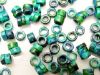 Image de 2x3.5 mm, petites perles cylindriques en céramique grecque, vert de mer Égée, mat, 10 gr.
