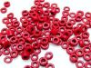 Image de 2x3.5 mm, petites perles cylindriques en céramique grecque, rouge carmin, mat, 10 gr.