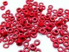 Image de 2x3.5 mm, petites perles cylindriques en céramique grecque, rouge carmin, mat, 10 gr.