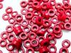 Image de 2x3.5 mm, petites perles cylindriques en céramique grecque, rouge carmin, mat, 10 gr.