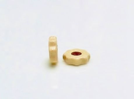 Picture of 4x7 mm, Greek Ceramic, Gear-Shaped Spacer Beads, limestone beige, matte, 50 pieces