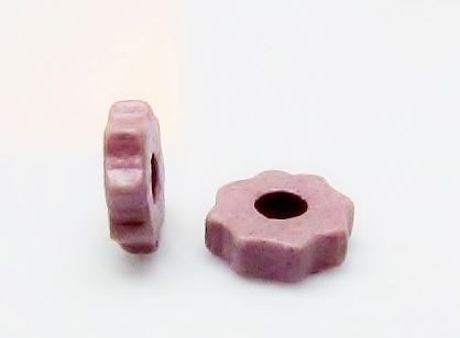 Picture of 4x7 mm, Greek Ceramic, Gear-Shaped Spacer Beads, Sienna pink, matte, 50 pieces