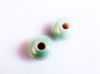 Picture of 12x12 mm, Greek ceramic round beads, fern green enamel, oil in water effect 