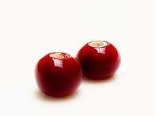 Image de 12x12 mm, perles rondes en céramique grecque, émail rouge grenadine