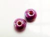 Image de 12x12 mm, perles rondes en céramique grecque, émail violet passion, effet huile dans l'eau