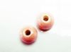 Picture of 12x12 mm, Greek ceramic round beads, pastel pink enamel, oil in water effect