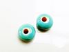 Picture of 12x12 mm, Greek ceramic round beads, turquoise pearl green enamel