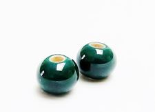 Picture of 12x12 mm, Greek ceramic round beads, water blue green enamel