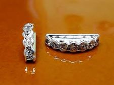 Picture of 7x19 mm, brass rhinestone separators, 3-row, crystal-silver-plated, 5 pieces