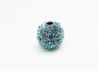 Picture of 10x10 mm, round, alloy beads, rhodium-plated, turquoise blue pavé crystals, 2 pieces