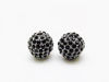 Picture of 10x10 mm, round, alloy beads, silver-plated, black pavé crystals, 2 pieces