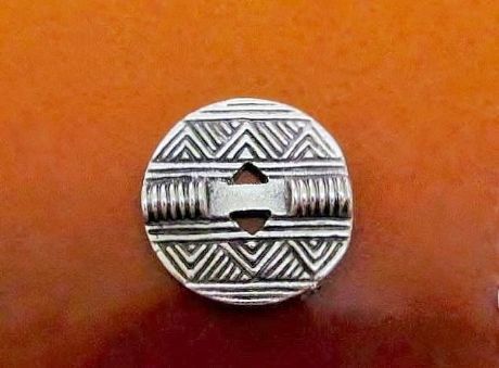 Picture of 21x21 mm, button type, Zamak beads, silver-plated, texturized