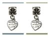 Picture of 4x6 mm, tube beads and charm, alloy, silver-plated, 'made with love', 2 pieces