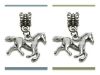 Image de 4x6 mm, perles tubes et breloque, alliage, argenté, cheval galopant gracieusement, 2 pièces