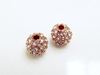 Picture of 8x8 mm, round, alloy beads, rose gold-plated, clear pavé crystals, 2 pieces