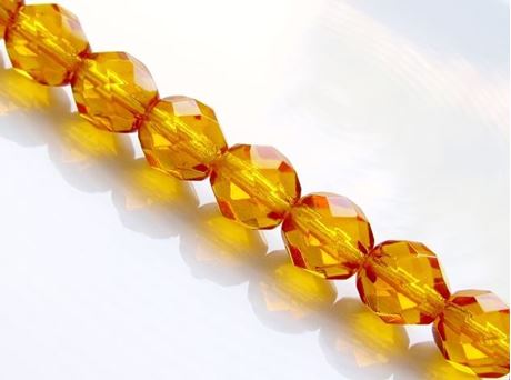 Image de 8x8 mm, perles à facettes tchèques rondes, jaune ambre, transparent, pré-enfilé